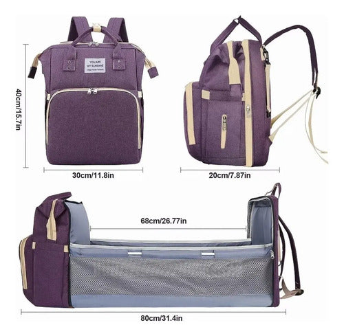 Mochila Pañalera Cuna Impermeable Multifunción Bebé Viaje Color Azul