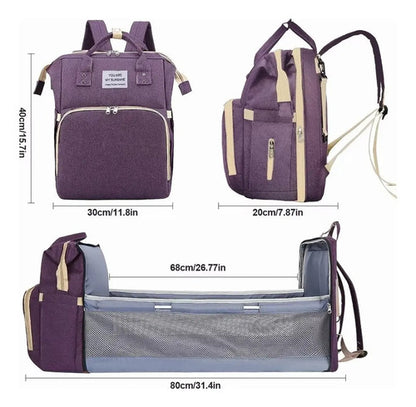 Mochila Pañalera Cuna Impermeable Multifunción Bebé Viaje Color Azul