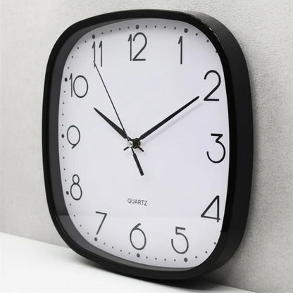 Reloj Pared Cuadrado Analógico Marco Negro 25x25cm Negro Blanco