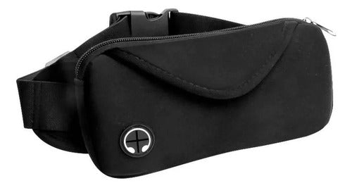 Riñonera Cangurera Deportiva Impermeable Ajustable Cintura Negro Lisa
