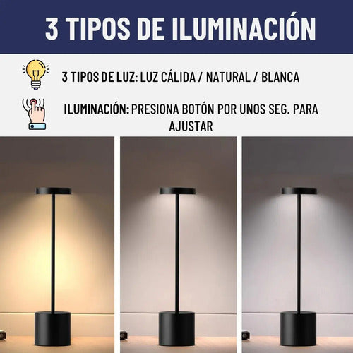 Lampara Escritorio Led Usb Recargable Portatil Negra Negro Varios