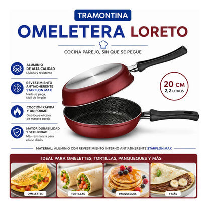 Sarten Doble Omeleteras 20cm Antiadherente Cocina Aleatorio - 2 Colores