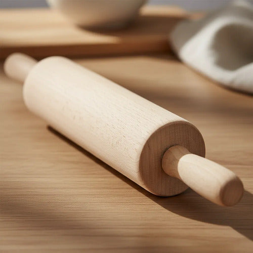 Palo Rodillo Amasar Madera 44x5cm Repostería Cocina Masas Madera