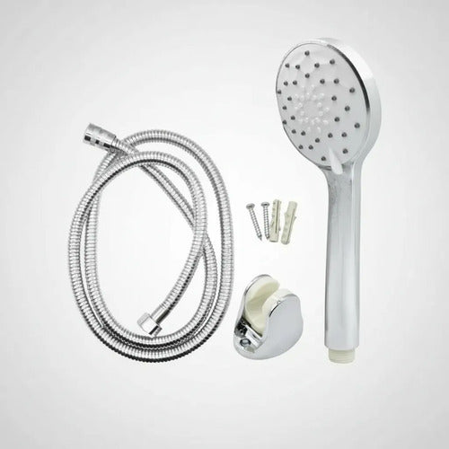 Set Kit Duchero Manual Manguera Soporte 150cm Baño Ducha Plateado
