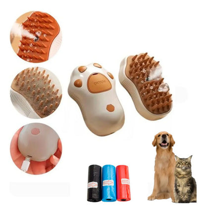 Peine Cepillo Vapor Para Mascotas Perro Gato Usb + Bolsitas