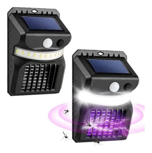 Lampara Solar Pared Led Mata Mosquitos Repelente De Insectos Negro