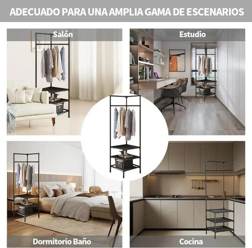 Perchero Organizador De Pie Estante Esquinero Dormitorio Negro