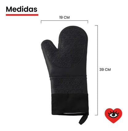 Guante Manopla X2 Silicona Negro Horno Doble Capa Aislante Negro X2