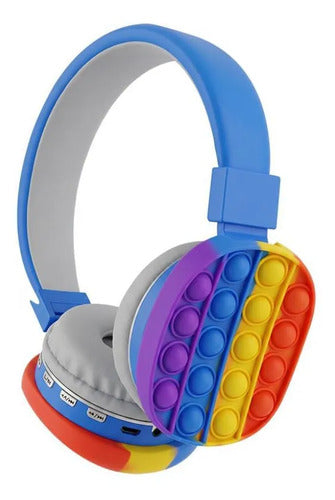 Auriculares Bluetooth Diseño Pop It Con Usb Tf Fm Micrófono Azul