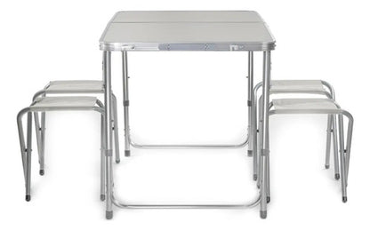 Mesa Plegable Con 4 Bancos Para Camping 120cm Color Blanco Diseño Moderno