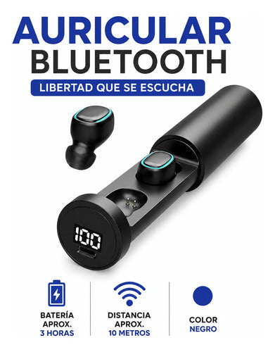 Auriculares Bluetooth Tws Con Pantalla Lcd Y Estuche Carga Negro