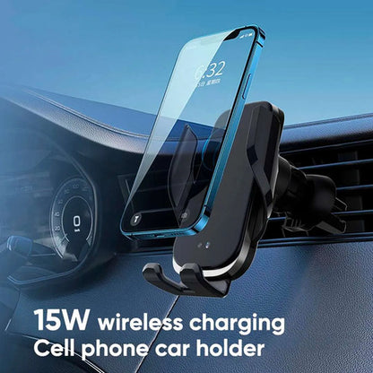 Soporte Cargador Celular Auto Inalambrico 15 W Ios Android Negro