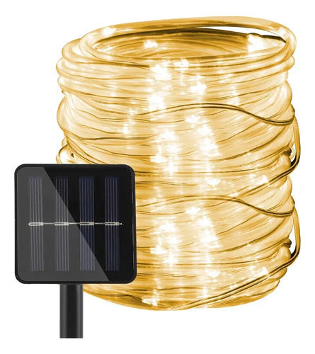 Guia Solar Guirnalda Luces Led Calidas Lamparas Decorar 10mt Cálida