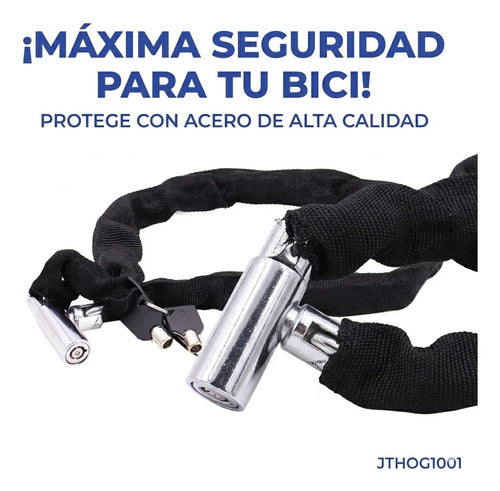 Candado Cadena Bicicleta Moto Acero Alta Seguridad Tela 85cm Negro