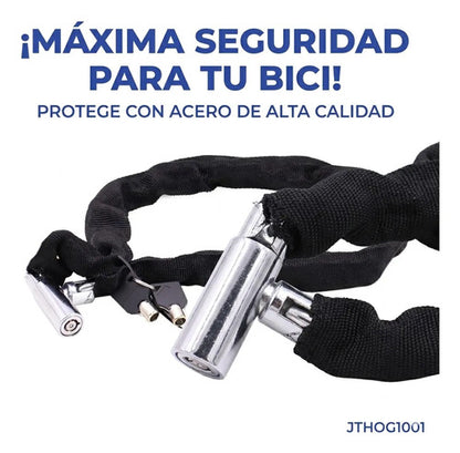 Candado Cadena Bicicleta Moto Acero Alta Seguridad Tela 85cm Negro