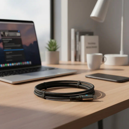 Cable Ios Tipo C Carga Rapida 5.1a Reforzado Carga Datos 1m Negro