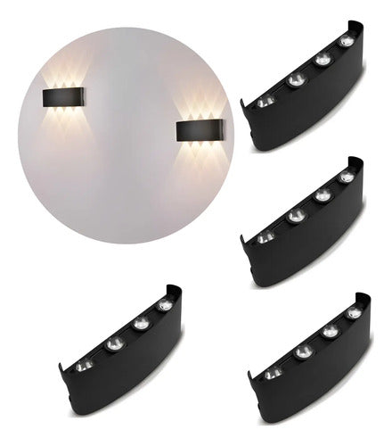 Set X4 Aplique Pared Exterior Luminaria Foco Bidireccional