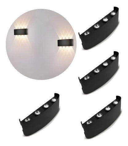 Set X4 Aplique Pared Exterior Luminaria Foco Bidireccional