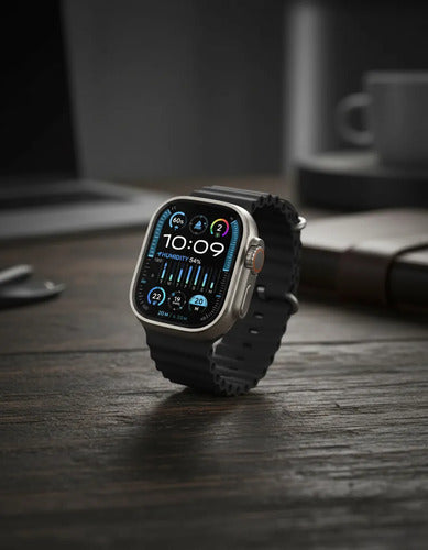 Smartwatch T20 Ultra 4 Mallas Llamada Bluetooth Notificacion Plateado Deportiva Perforada / Sport Negro