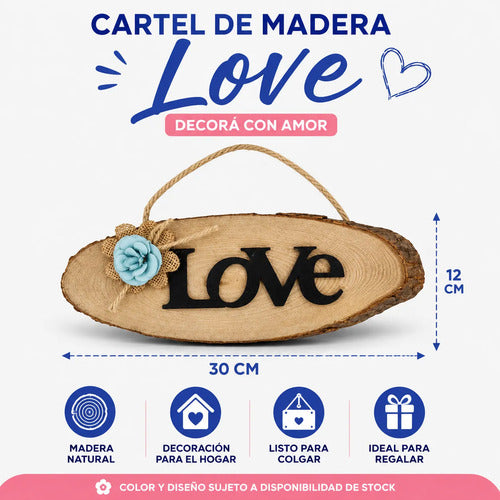 Adorno Cartel Decorativo Love De Madera 30x12cm Love