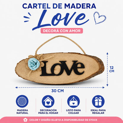 Adorno Cartel Decorativo Love De Madera 30x12cm Love