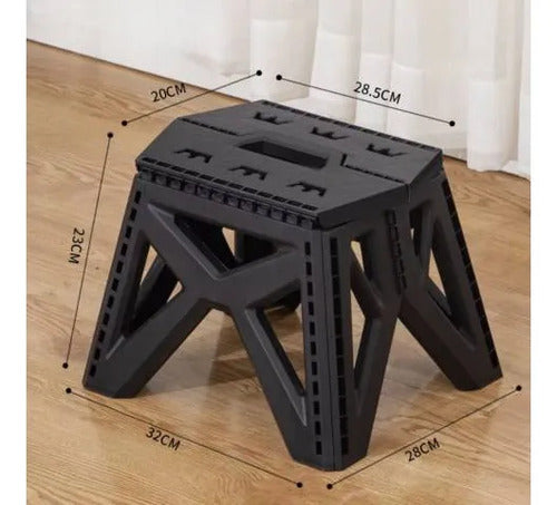 Banco Taburete Plegable Portátil Plástico Reforzado 23cm Mate Negro