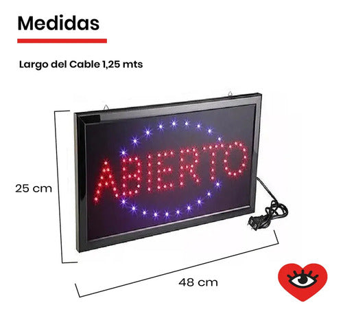 Cartel Led Luminoso Abierto 220v Azul Y Rojo 48x25 Veoquiero Azul Y Rojo Veoquiero