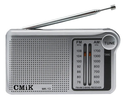 Radio Portátil Am Fm Salida Jack 3.5 Antena Bolsillo Mini Gris