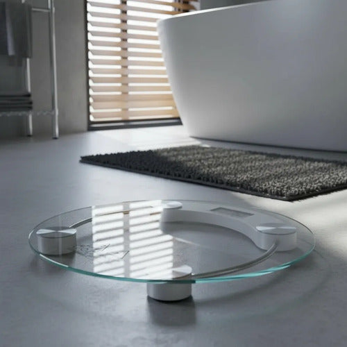Balanza Digital Baño Ledstar Vidrio Templado 180kg Redonda Transparente