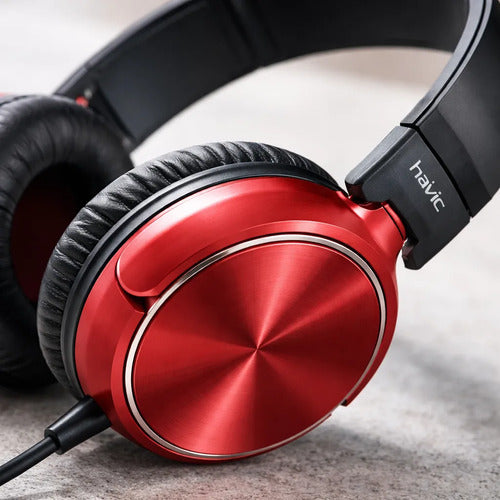 Auriculares Estéreo Cable 3.5 Micrófono Manos Libres Rojo Rojo