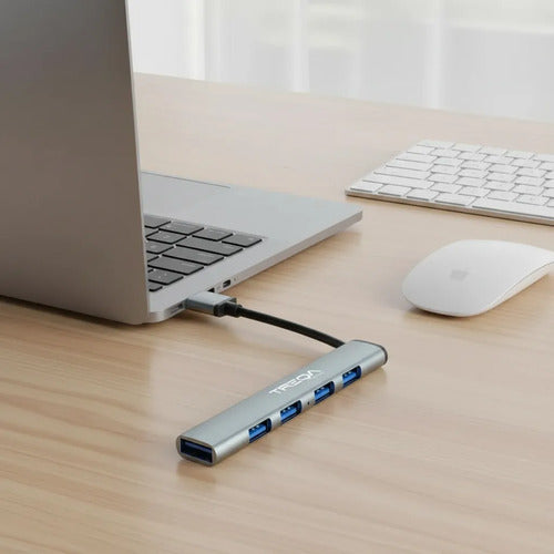 Hub Adaptador Usb 7 Puertos Notebook Pc Tablet Aluminio Plateado