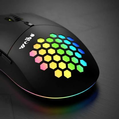 Mouse Gamer Led Rgb Inalambrico Bluetooth Recargable Tipo C Negro