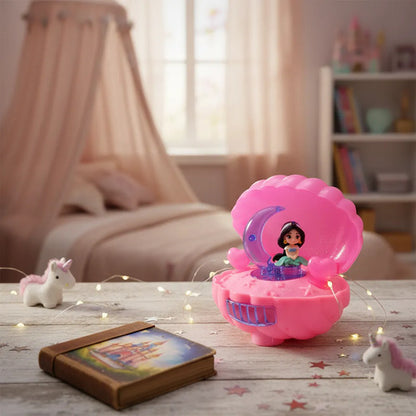 Caja Musical Infantil Veladora Luces Proyectoras Muñeca Giro Rosa