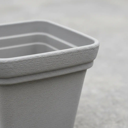 Maceta Plástica Decorativa Cuadrada Texturizada 20x19cm Gris Gris Claro
