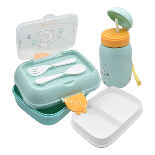 Lonchera Vianda Con Vaso Y Cubiertos De Plastico Para Niños