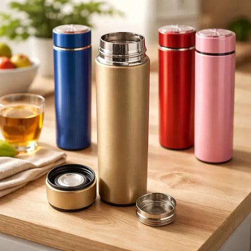 Termo Botella Térmica Acero Inoxidable Tapa 500ml Compacta Rosa