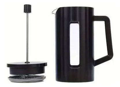 Cafetera Jarra Prensa Francesa Vidrio Acero 600ml Inoxidable Negro