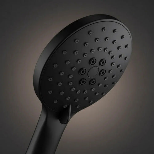 Duchero Manual Baño Barra Soporte Manguera Ajustable Lluvero Negro Mate