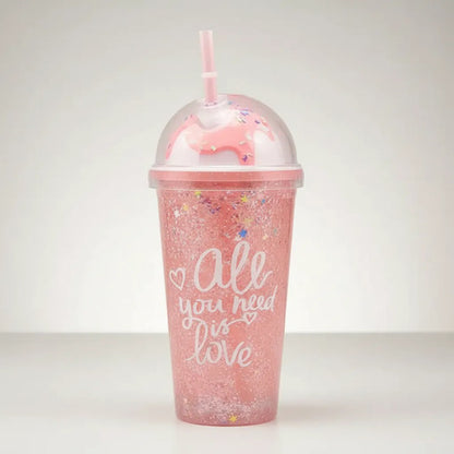 Vaso Acrílico Doble Pared Sorbito 450ml Helado Rosa Rosa