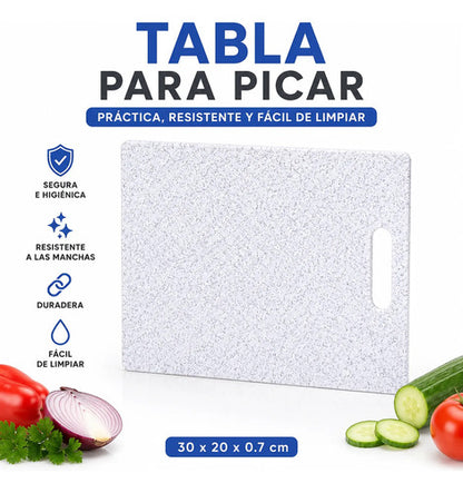 Tabla Cocina Picar Plástico Reforzado 30x20cm Granito Blanco Granito Blanco