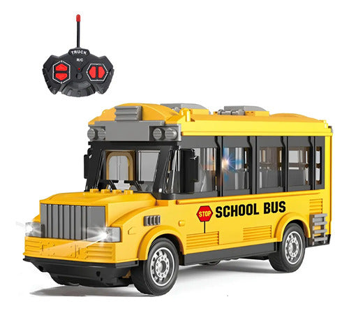 Autobus Escolar Con Control Remoto Con Luces Led Juguete Aleatorio