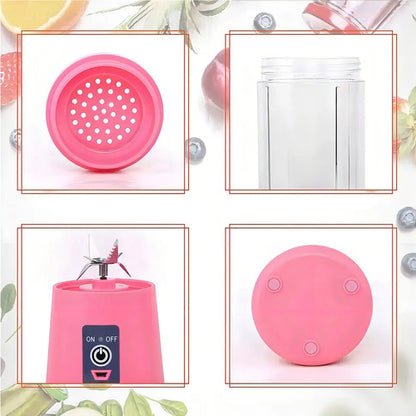 Licuadora Portátil Genérica Liquidificador Portatil 300 Ml Rosa Con Jarra De Vidrio - Incluye 6 Accesorios