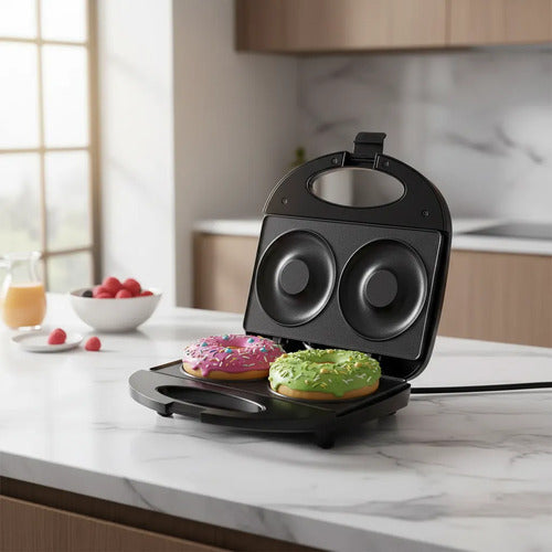 Maquina Electrica Donas 750w Acero Inoxidable Antiadherente Negro