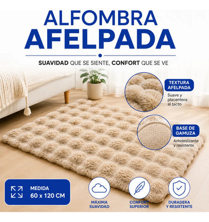 Alfombra Felpa Decorativa Relieves Suave 60x120cm Afelpada 1.2 M 60 Cm Beige