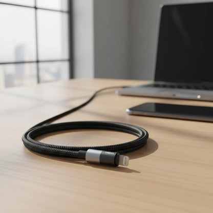 Cable Datos Tipo C A Ios Reforzado Nylon Usb C Carga 1m Gris