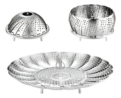 Canasto Vaporizador Cesto De Alimentos Plegable Acero Inox