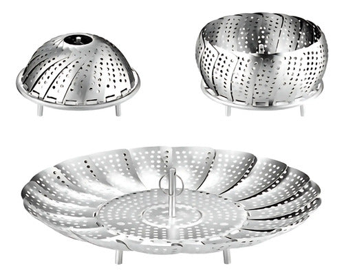 Canasto Vaporizador De Alimentos Cesto Plegable Acero Inox