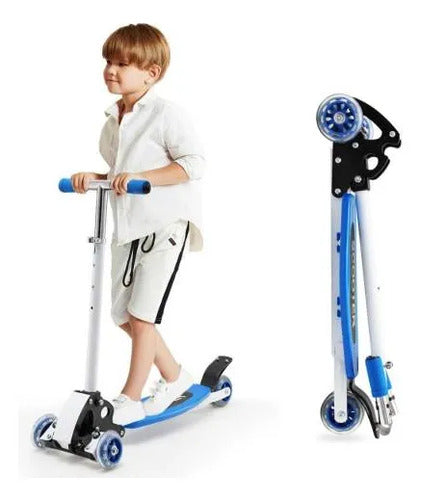 Monopatín Scooter Plegable 3 Ruedas Altura Regulable Azul