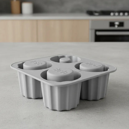 Molde De Silicona Para Hielo Vaso Térmico 4 Ranuras Gris Gris