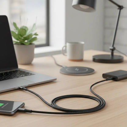 Cable Usb Tipo C A Tipo C Reforzado Carga Y Datos 1m Nylon Aleatorio